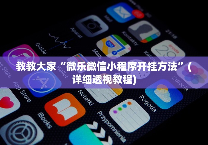 教教大家“微乐微信小程序开挂方法”(详细透视教程)