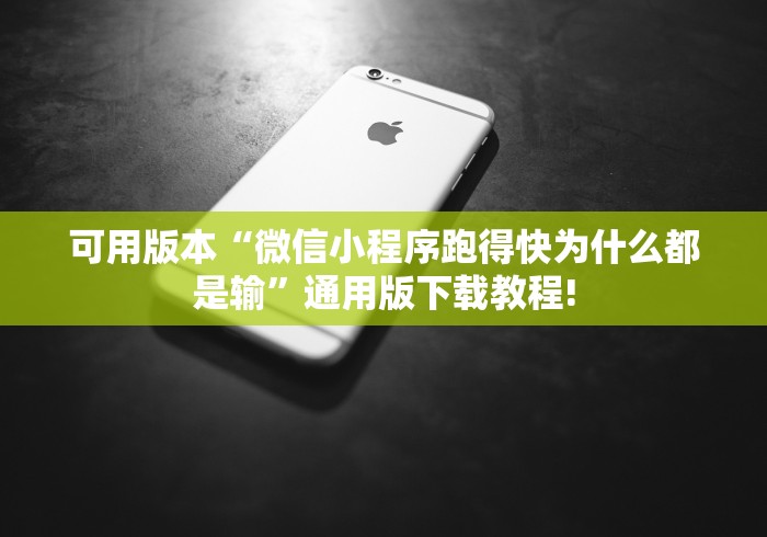 可用版本“微信小程序跑得快为什么都是输”通用版下载教程!