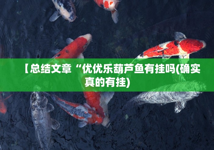 【总结文章“优优乐葫芦鱼有挂吗(确实真的有挂)