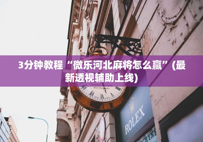 3分钟教程“微乐河北麻将怎么赢”(最新透视辅助上线)