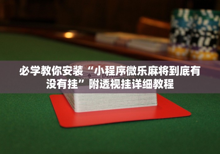必学教你安装“小程序微乐麻将到底有没有挂”附透视挂详细教程